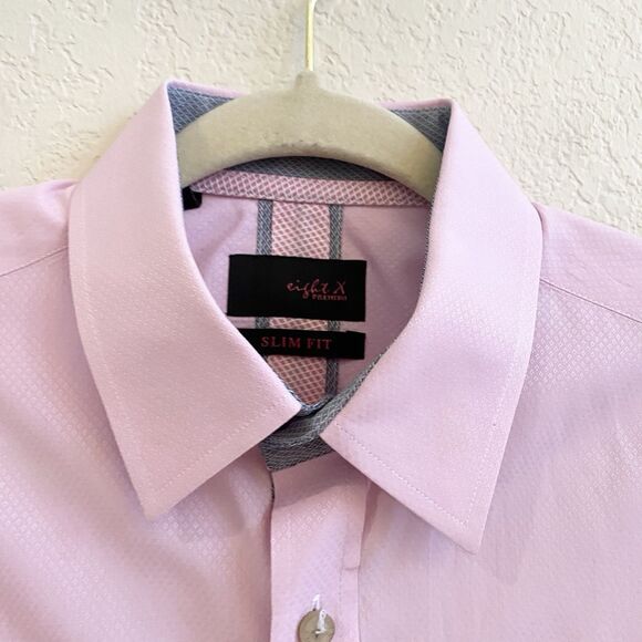 Eight X Mens Shirt Medium Slim Fit  Purple‎ Flip Cuff  Business Casual Buckle - Picture 3 of 12